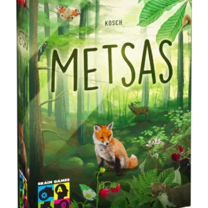 The Metsas board game box features foxes, deer and other forest creatures, making it ideal for learning about nature.